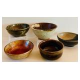 Set of 6 Vintage Handcrafted Pottery Bowls and Serving Pieces