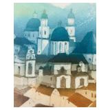 Framed European Village Art Print by Rudolf Langer,