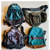 Group of 4 Used Backpacks and Shoulder Bags Including The North Face