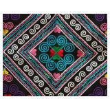 Pair of Vintage Decorative Textile Panels with Geometric Embroidery