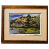 Framed Landscape Watercolor  by Joseph D. Litchfield
