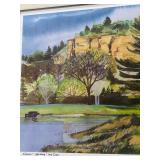 Framed Landscape Watercolor  by Joseph D. Litchfield