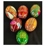 Collection of Six Vintage Ukrainian Painted Eggs
