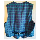 Talbots Medium Plaid Vest with Velvet Trim