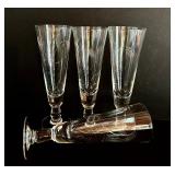 Set of Four Pretty Vintage Etched Glass Champagne Flute Glasses