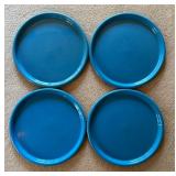 Vintage Round Blue Plastic Trays