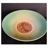 Beautiful Green Shallow Pottery Dish by Douglas Cole