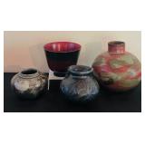 Collection of 4 Handcrafted Pottery Vases