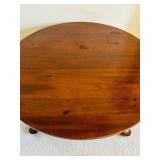 Solid Vintage Wood Round Coffee Table with Carved Legs