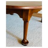 Solid Vintage Wood Round Coffee Table with Carved Legs