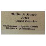 Framed Signed Watercolor Winter Landscape by Martha A. Francis