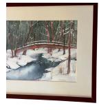 Framed Signed Watercolor Winter Landscape by Martha A. Francis