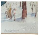 Framed Signed Watercolor Winter Landscape by Martha A. Francis