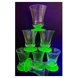 Set of 6 Vintage Tiffin-Franciscan Green Spiral Optic Juice Glasses
