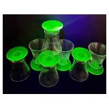 Set of 6 Vintage Tiffin-Franciscan Green Spiral Optic Juice Glasses