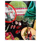 Holiday Tableware and Decor Collection Including Plates, Glasses, and Spreader Knives