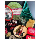 Holiday Tableware and Decor Collection Including Plates, Glasses, and Spreader Knives