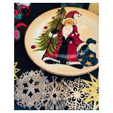 Holiday Tableware and Decor Collection Including Plates, Glasses, and Spreader Knives