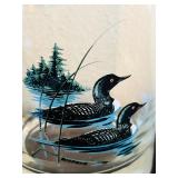 Set of 4 Jerry Raedeke Loon Drinking Glass Rock Tumblers / Whiskey Glasses