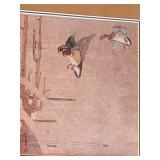 Framed Vintage Print with Ducks and Arch Bridge