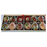 Set of 12 Vintage Japanese Sake Cups with Floral and Geometric Patterns