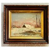 Framed Original Winter Landscape Painting on Board