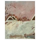 Framed Original Winter Landscape Painting on Board
