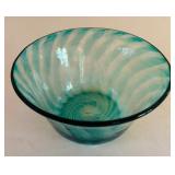 Artisan Crafted Signed Swirl Glass Bowl