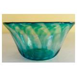 Artisan Crafted Signed Swirl Glass Bowl