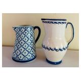 Pretty Blue and White Ceramic Pitchers