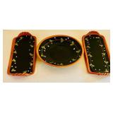 Pottery 3-Piece Set with 10 Inch Plate and Serving Trays