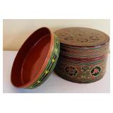 Set of 3 Hand-Painted Decorative Wooden Stacking  Lidded Boxes