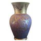 Vintage Hand-Painted Glass Vase SPA 1998 Purple and Gold