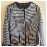 Talbots Black and White Striped Sweater Jacket Size 10