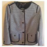 Talbots Black and White Striped Sweater Jacket Size 10