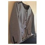 Talbots Black and White Striped Sweater Jacket Size 10