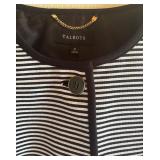 Talbots Black and White Striped Sweater Jacket Size 10