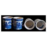 Vintage Blue Danube Japan Bowl and 4 Willow Pattern Mugs Set