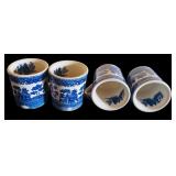 Vintage Blue Danube Japan Bowl and 4 Willow Pattern Mugs Set