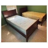 Pair of Vintage Twin Beds with Wood Headboards and Footboards