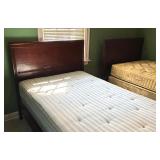 Pair of Vintage Twin Beds with Wood Headboards and Footboards