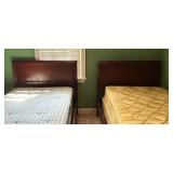 Pair of Vintage Twin Beds with Wood Headboards and Footboards