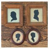 Set of 4 Vintage Framed Silhouette Portrait Prints