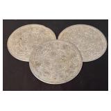 Set of 3 Vintage Embossed Metal Trivets