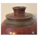 Artisan Crafted Pottery Jar with Red Glaze