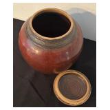 Artisan Crafted Pottery Jar with Red Glaze