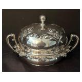 Vintage Rogers Brothers Silver Plated Domed Serving Bowl with Floral Design