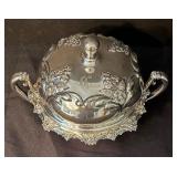 Vintage Rogers Brothers Silver Plated Domed Serving Bowl with Floral Design