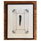 Framed Feather Art with Geometric Border