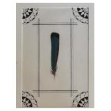 Framed Feather Art with Geometric Border
